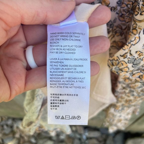 Free People Boheme Mini Dress in Ivory Floral Long Sleeved Open Back Size 10 New - Picture 9 of 12